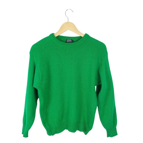 Women green wool crew neck - green,
