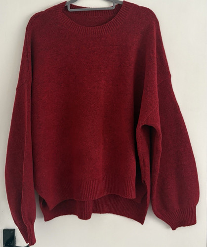 Women burgundy wool knit - burgundy,