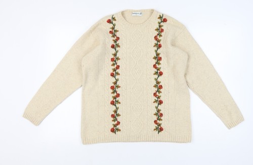 Jumper women beige wool - beige,