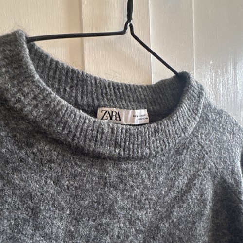Zara women grey crew - crew, neck