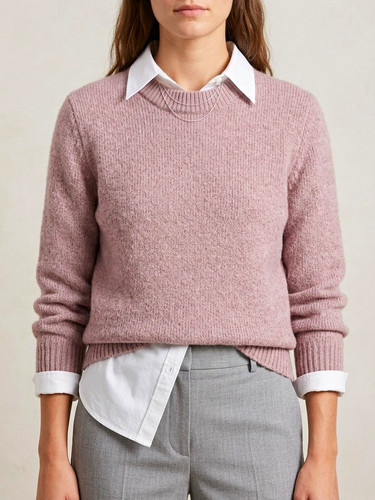 Women pink wool - pink, knit